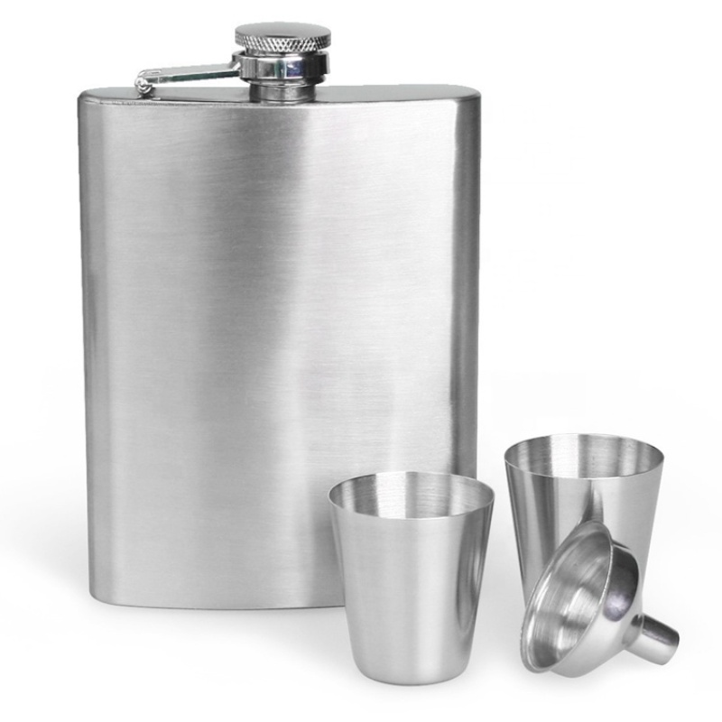 Business Gift Stainless Steel 6oz 7oz 8oz Hip Flask Set With Funnel and Shot Cups Gift Liquor Travel Alcoholic Hip Flasks