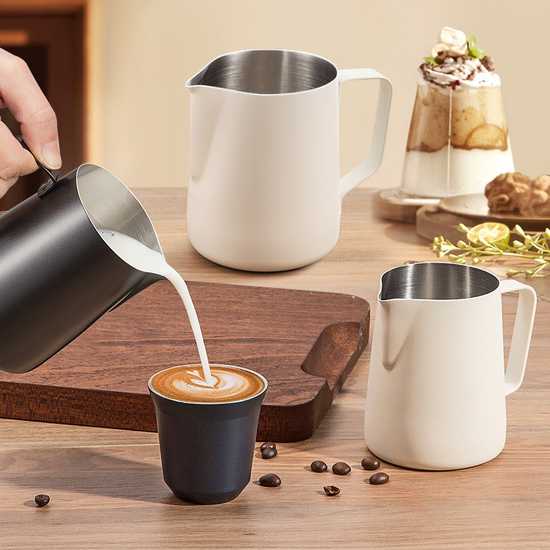 Food Grade Milk Jug 304 Stainless Steel Pitcher Sharp Spout Frothing Steaming Coffee Milk Frother Jug Milk Pitcher