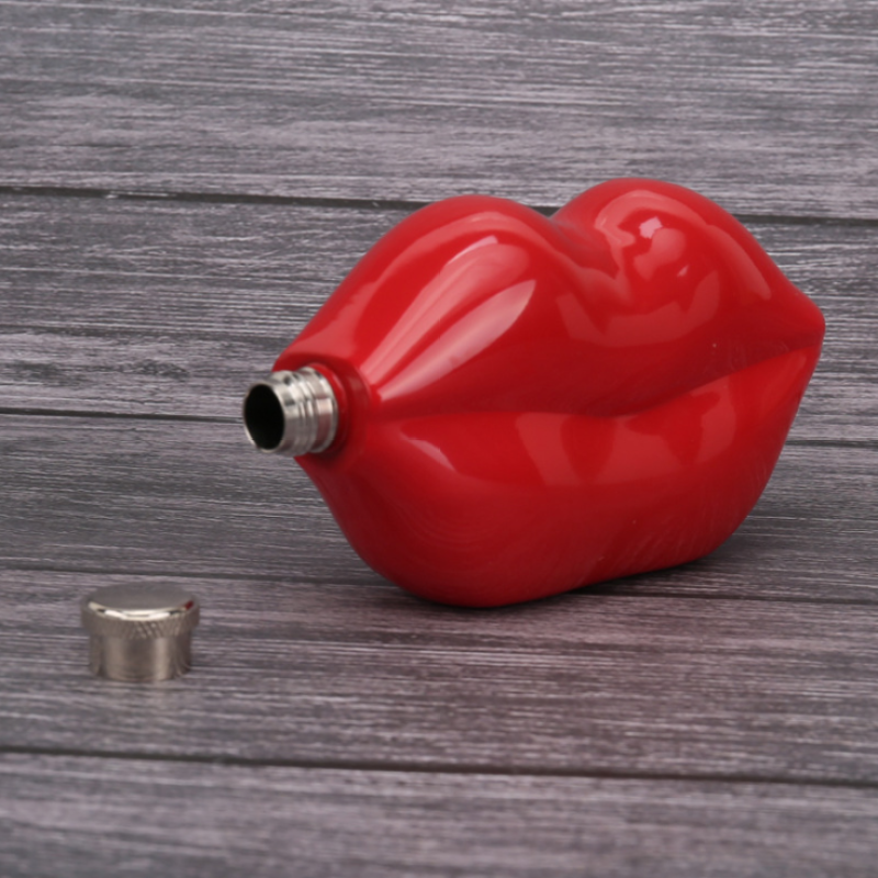 5oz Red Lip Mini Metal Stainless Steel Hip Flask Set Women's Birthday Wedding Party Drink Gift Pocket-sized 150ml Ladies Hip