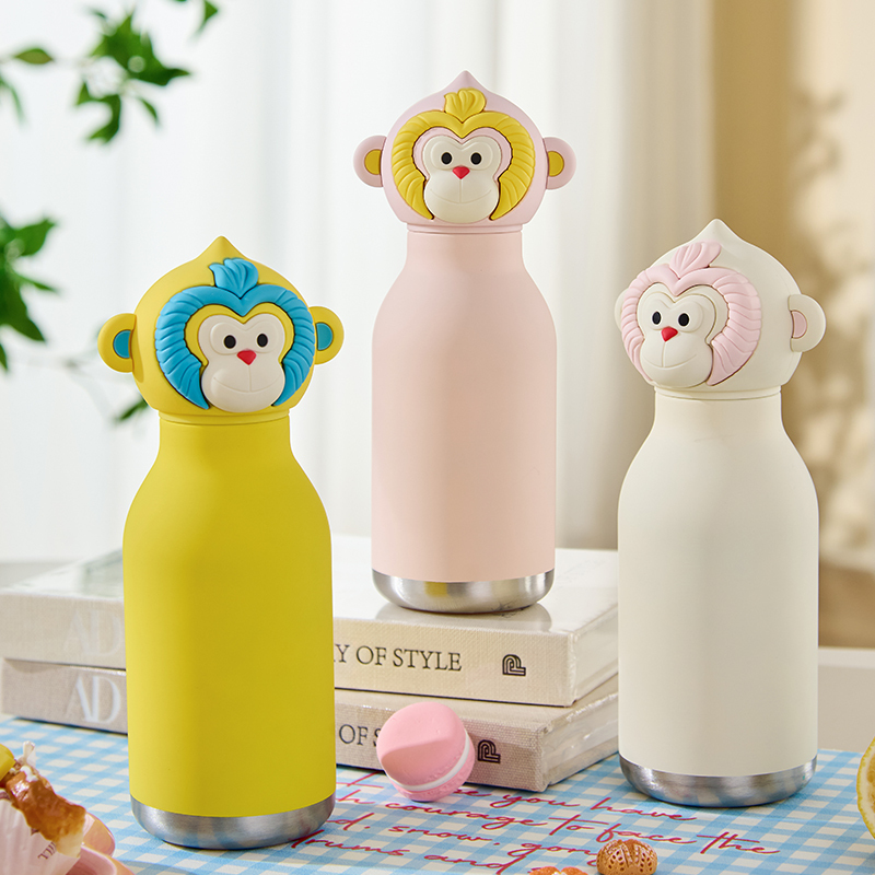 RTS Cute Animal Lid Double Wall Vacuum Insulated Stainless Steel Water Bottle Vacuum Flask Cartoon Tumbler