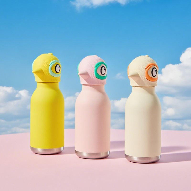 RTS Cute Animal Lid Double Wall Vacuum Insulated Stainless Steel Water Bottle Vacuum Flask Cartoon Tumbler