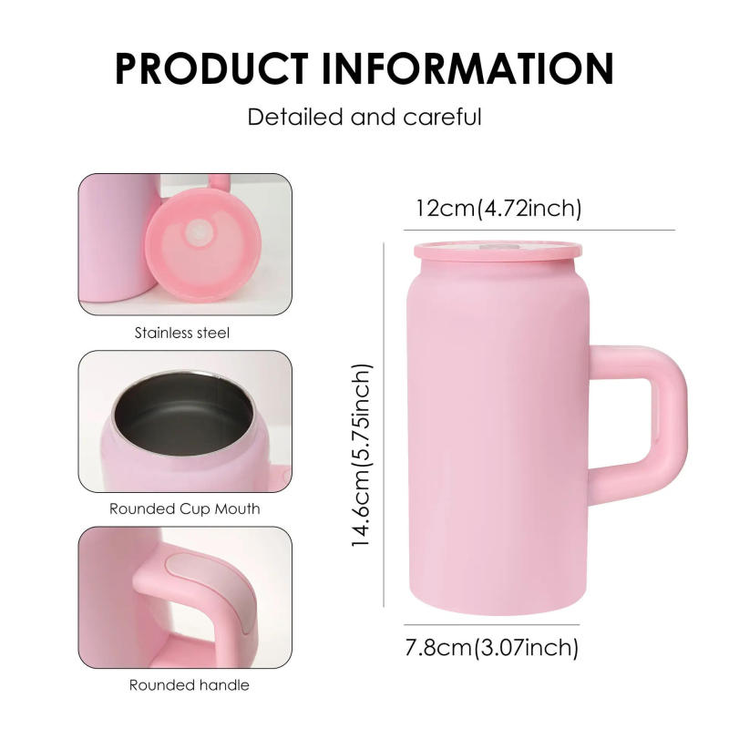 16oz Stainless Steel Water Bottle with Straw Custom logo Outdoor Portable Sport Vacuum Cup Handle Insulated