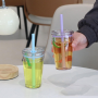 Wholesale Product Custom  BPA Free Acrylic Plastic Single Wall Milk Tea Tumbler  Clear Straw Cup Coffee Mugs With Lid and Straw