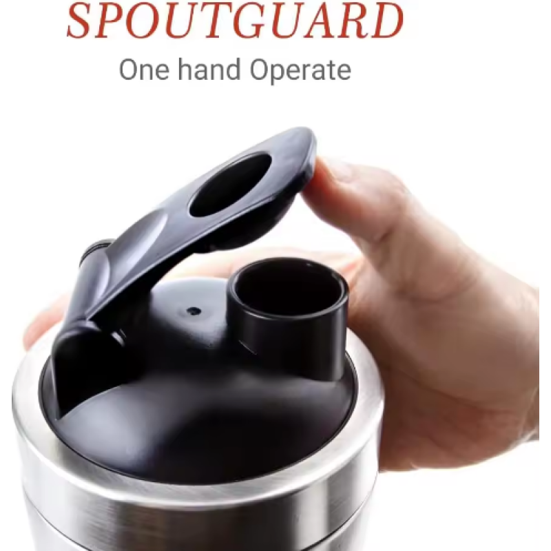 Wholesale Products Mixing Bottle With 7oz Powder Container Stainless Steel Protein Blending Protein Shaker Bottle Spout Lid