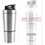 Wholesale Products Mixing Bottle With 7oz Powder Container Stainless Steel Protein Blending Protein Shaker Bottle Spout Lid