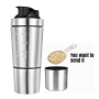 Wholesale Products Mixing Bottle With 7oz Powder Container Stainless Steel Protein Blending Protein Shaker Bottle Spout Lid