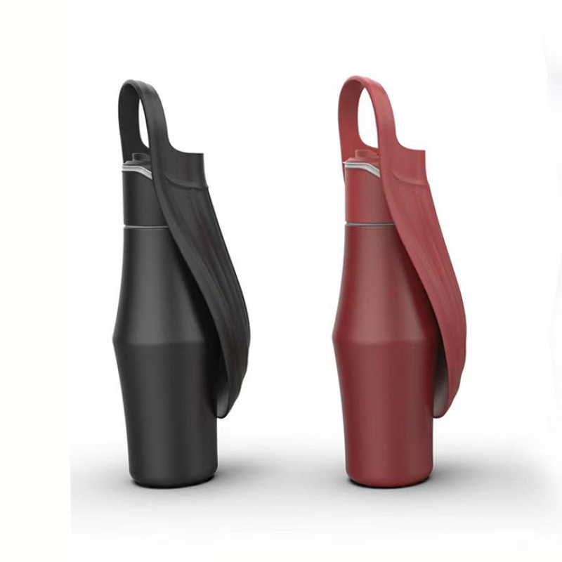 Outdoor 18/8 Stainless Steel Dog Water Bottle Leak Proof Portable 750ml Dog Drinking Water Bottle Dog Feeder with Bowl
