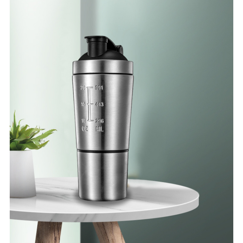 2025 New Arrival Custom Fitness Water Bottles Light Weight Stainless Steel Supplement Shaker Protein Mixing Bottle