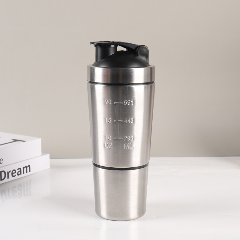 2025 New Arrival Custom Fitness Water Bottles Light Weight Stainless Steel Supplement Shaker Protein Mixing Bottle