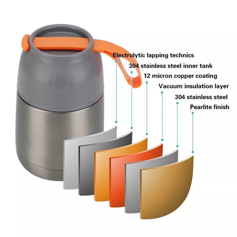 Leakproof Soup Containers Double Wall Stainless Steel Vacuum Insulated Portable Lunch Box With Folding Spoon