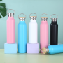 Customized Double-Wall Stainless Steel Insulated Thermal Flasks Modern Design Style Bicycle Sport Water Bottle With Bamboo Lid