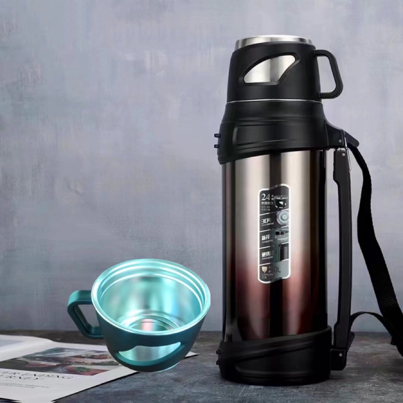 2L 2.5L Double Wall Vacuum Thermos Outdoor Travel Flask Leak Proof Stainless Steel Water Bottle With Belt