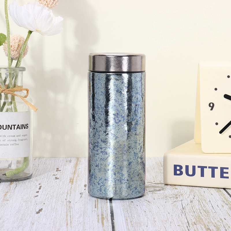 Portable Luxury Titanium Thermos Cup Double-Layer with Tea Water Separation Customizable High-Appearing Gift for Men and Women
