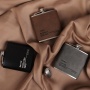 High-End 6 oz Black Stainless Steel Flask with Laserable Leatherette High Quality Hip Flask Blanks Set for Men