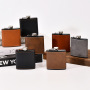 Stainless Steel Colorful 6oz Matte Black Pocket Hip Flasks PU Leather Liquor Flask for Outdoor Travel Camping Wedding Party