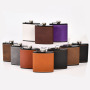 Stainless Steel Colorful 6oz Matte Black Pocket Hip Flasks PU Leather Liquor Flask for Outdoor Travel Camping Wedding Party