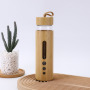 New Creative 550ml Premium Eco-friendly Bamboo Shell Crystal High Boro silicate Glass Water Bottle With Bamboo Sleeve Rope Handle