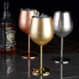 Custom Logo High Quality Luxury 500ml Red Wine & Champagne Glass Goblet Modern Stainless Steel Stemmed Glass Metal Material Cup