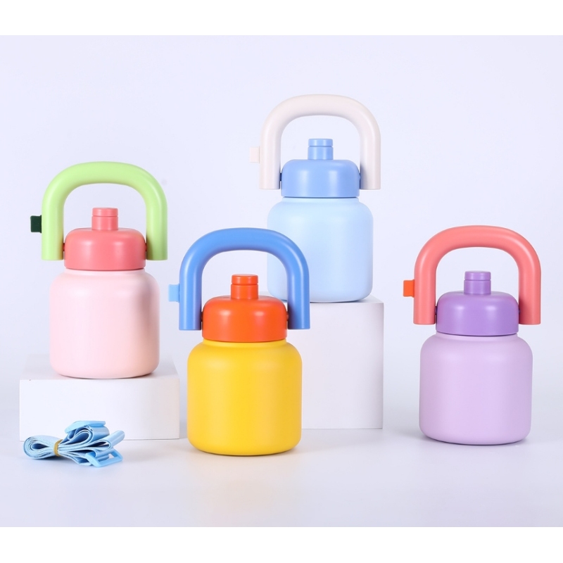 Wholesale Custom 1000ml Cute Sport Tumbler Double Wall Stainless Steel Vacuum Sport Bottle with Easy-taken Handle and Straw Lid