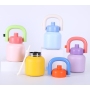 Wholesale Custom 1000ml Cute Sport Tumbler Double Wall Stainless Steel Vacuum Sport Bottle with Easy-taken Handle and Straw Lid