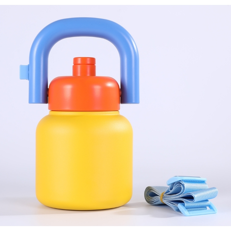 Wholesale Custom 1000ml Cute Sport Tumbler Double Wall Stainless Steel Vacuum Sport Bottle with Easy-taken Handle and Straw Lid