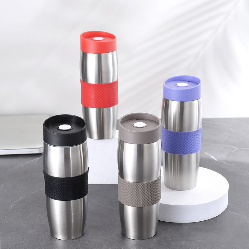  380ml Insulated Stainless Steel Vacuum Water Bottle with Silicone Sleeve for Business Gifts