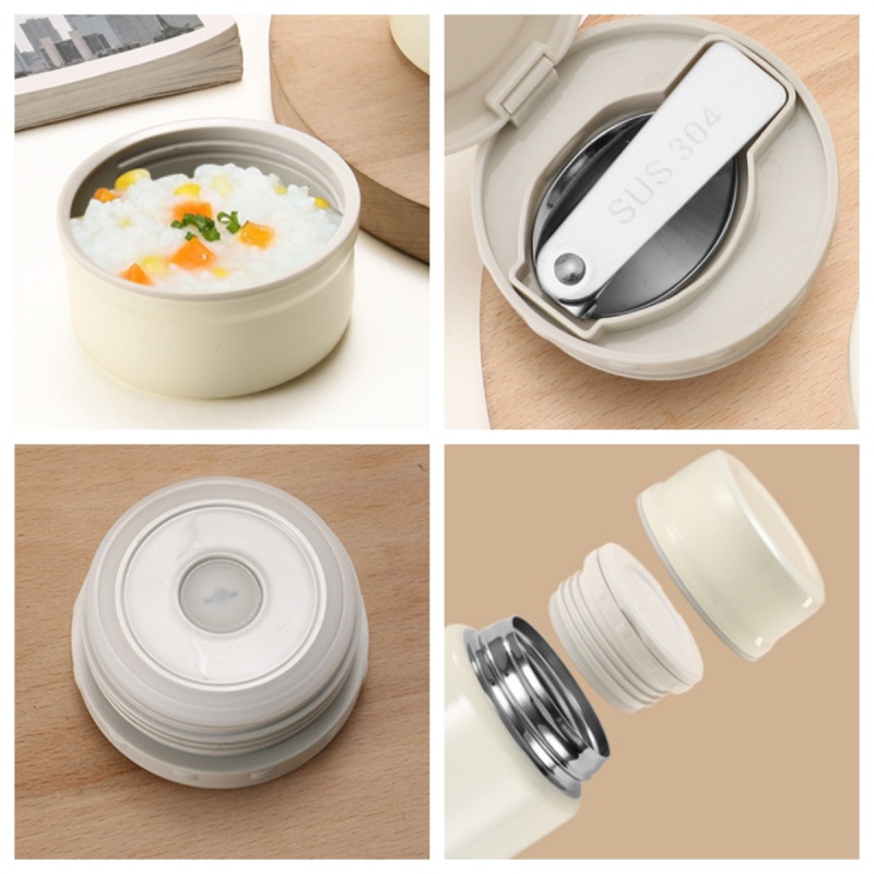 Mini 304 Stainless Steel Vacuum Insulated Food Container Portable Food Jar Kid Thermos School Lunch Soup Box with Lid and Spoon