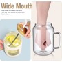 Iced Coffee Reusable Glass Water Bottles Glass Tumbler Bamboo Lid Spill Proof Straw with Handle Silicone Sleeve