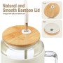 Iced Coffee Reusable Glass Water Bottles Glass Tumbler Bamboo Lid Spill Proof Straw with Handle Silicone Sleeve