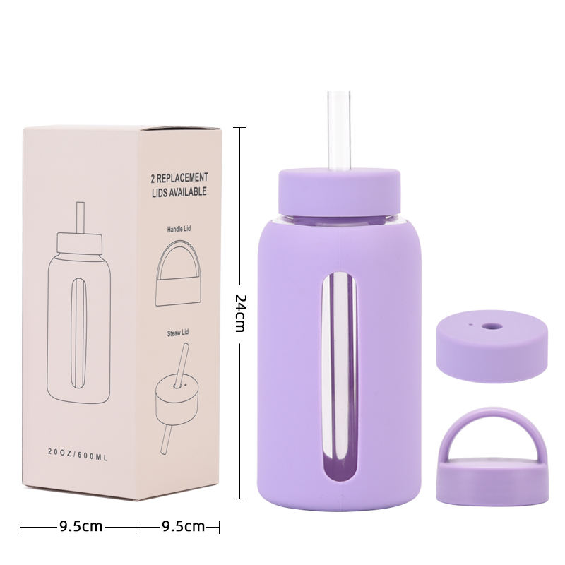Hot Sell 800ml Wholesale Clear Glass Water Bottle With Silicone Sleeve Outdoor Portable Water Cup for Travel