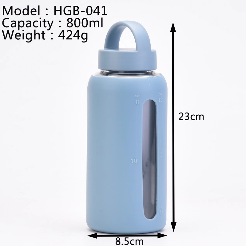 Hot Sell 800ml Wholesale Clear Glass Water Bottle With Silicone Sleeve Outdoor Portable Water Cup for Travel