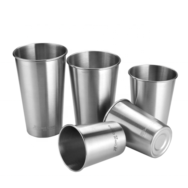 Stackable 304 Stainless Steel Single Wall Tumbler Beer Cup 16oz Beer Glasses Camping Cup Custom Logo Beer Stein Pint Cup