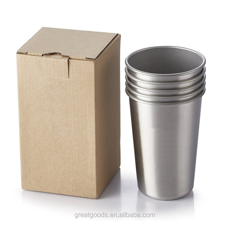 Stackable 304 Stainless Steel Single Wall Tumbler Beer Cup 16oz Beer Glasses Camping Cup Custom Logo Beer Stein Pint Cup