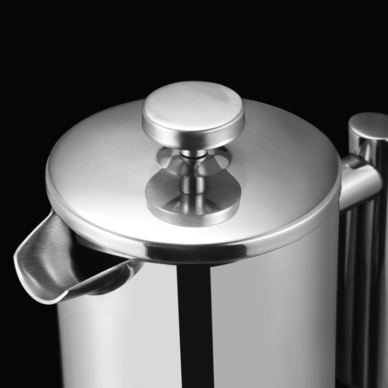 Portable Double Wall Stainless Steel French Press Coffee Maker Classical Style Insulated Jug for Kitchen or Business Use