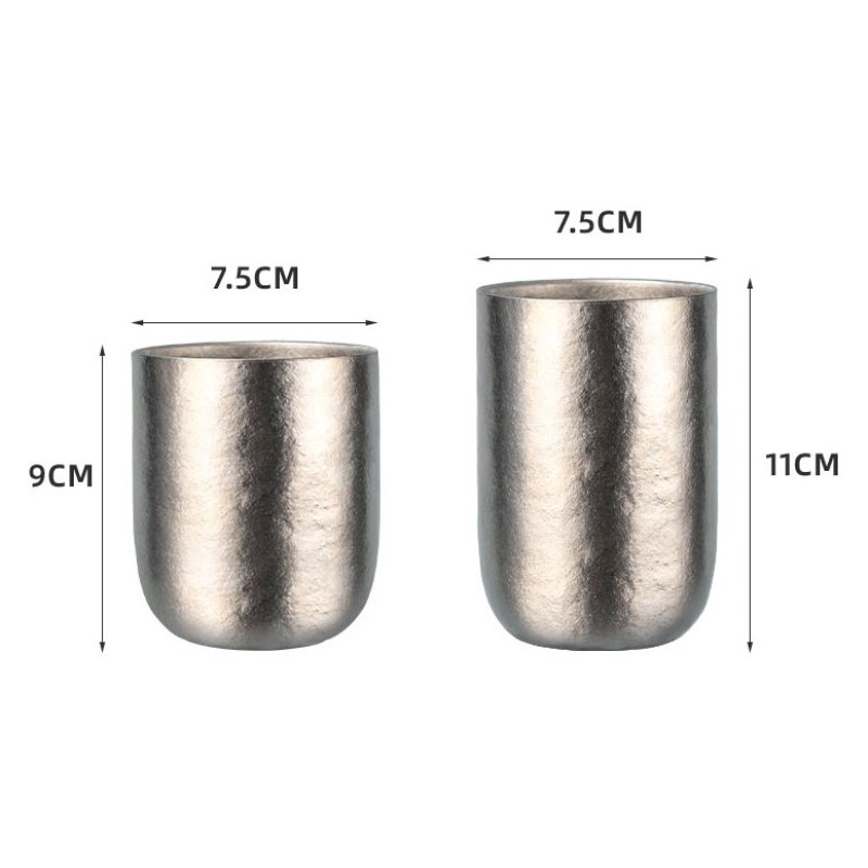 Double-Layer Insulated Pure Titanium Beer Cup Wide-Mouth Portable Cup for Camping  Light Weight Coffee Cup