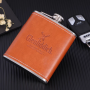 High Quality Metal 304 Stainless Steel Square Mini Hip Flask Leak-Proof Eco-Friendly Recyclable Leather Wrap Pocket Portable