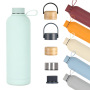 Wholesale Stock 350ml 500ml 750ml Portable Vacuum Flask Thermo Insulation Cold/Hot Water Bottle Logo Design Style with Strap Lid
