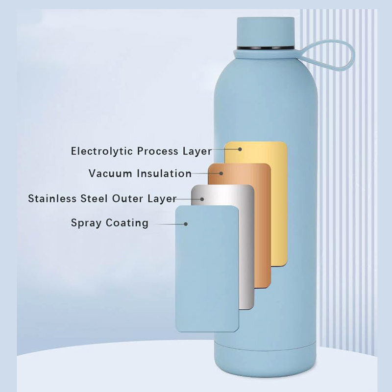 Wholesale Stock 350ml 500ml 750ml Portable Vacuum Flask Thermo Insulation Cold/Hot Water Bottle Logo Design Style with Strap Lid