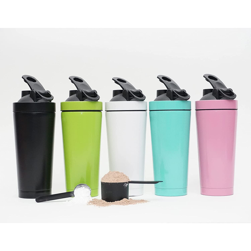 Eco-Friendly Double Wall Insulated 17oz & 25oz Stainless Steel Protein Shaker Bottles for Gym Travel Sport Water Bottles