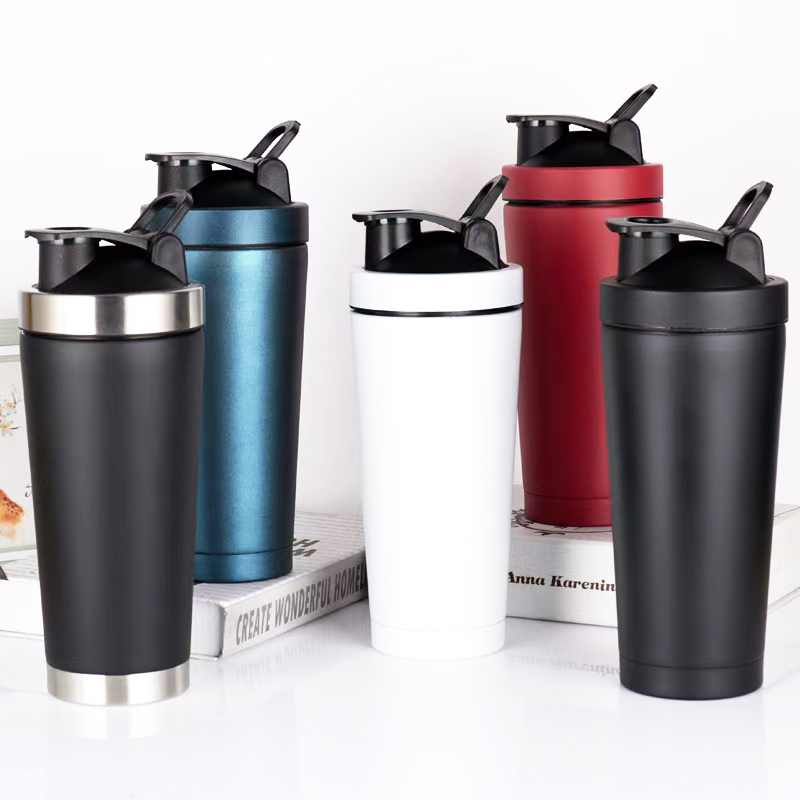 Eco-Friendly Double Wall Insulated 17oz & 25oz Stainless Steel Protein Shaker Bottles for Gym Travel Sport Water Bottles