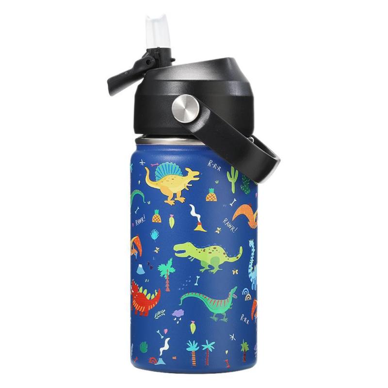 Custom 18oz Cute Space Stainless Steel Thermos Bottle with Straw Kids Portable Camping Vacuum Insulated Water Bottle