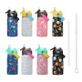 Custom 18oz Cute Space Stainless Steel Thermos Bottle with Straw Kids Portable Camping Vacuum Insulated Water Bottle