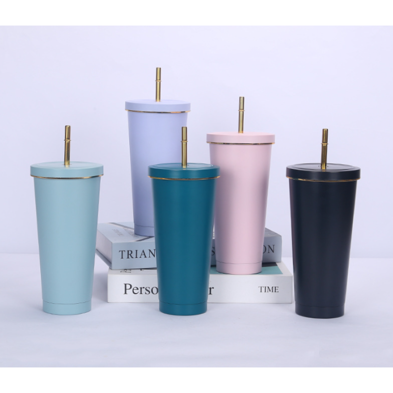 500ml 700ml Modern Design Double Wall Vacuum Insulated Stainless Steel Tumbler with Straw Lid for Back to School