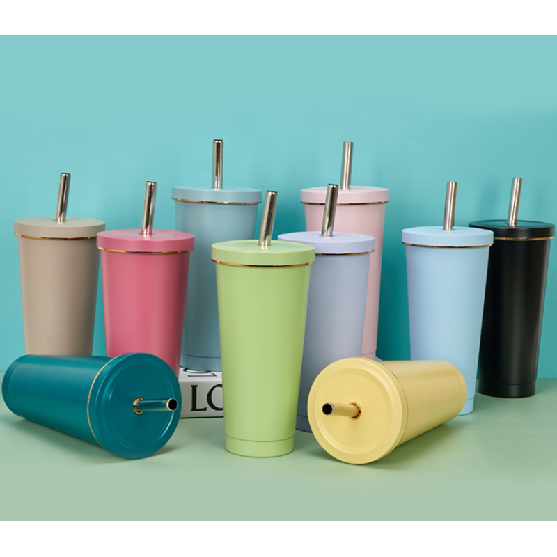 500ml 700ml Modern Design Double Wall Vacuum Insulated Stainless Steel Tumbler with Straw Lid for Back to School