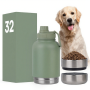 Large Capacity 3 in 1 32oz Portable Pet Dog Water Bottle Bowls Stainless Steel Insulated Outdoor Travel Bowl Drinking Bottle