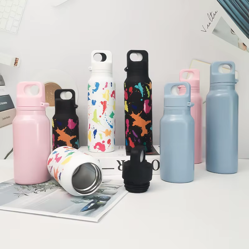 Customization Color Eco-Friendly Tumbler 420ml 630ml Portable Vacuum Sports Flask Double Wall Vacuum Insulation with Lock Lids