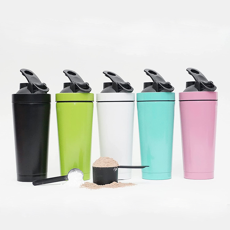Factory Wholesale 26 oz Protein  Shakers Bottle Insulated Stainless Steel Shaker Bottles Insulated Cup with Wire Whisk