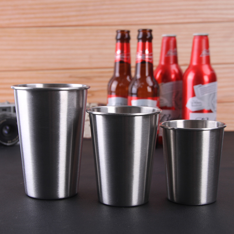 Custom Single-Layer 304 Stainless Steel Crimped Beer Mug Portable Office Coffee Cup Convenience United States Europe