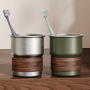 300/500ml  304 Stainless Steel Drinking Cup with Wood Grain Grip Ring Vintage for Home Dorm Kids Outdoor Use
