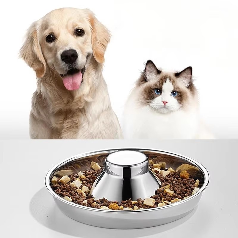 2025 Hot Sale Pure Silver Color Circular Pet Bowl Premium Stainless Steel Recycled Feeding Water Bowl Multiple Sizes Available
